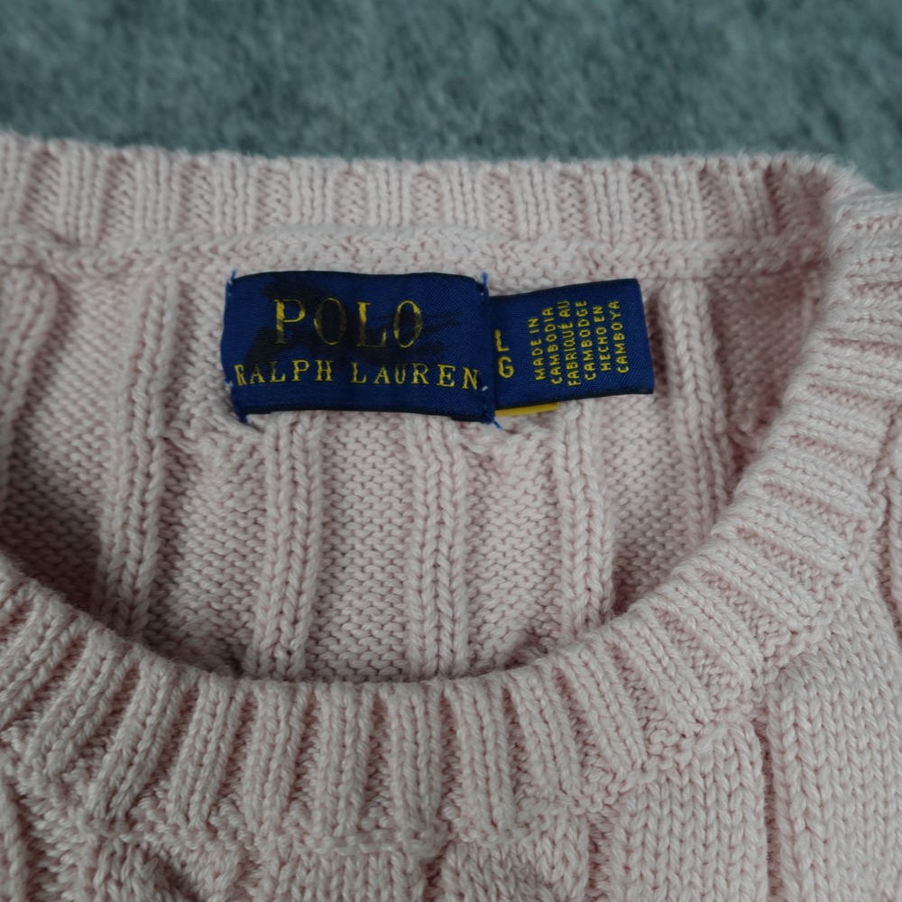 Polo Ralph Lauren Sweater Womens Large Pink Cable Knit Crewneck Long Sleeve - Picture 2 of 13